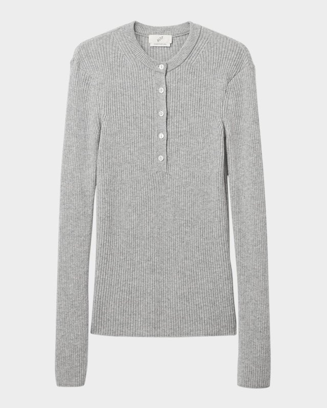 Cashmere Rib Henley Sweat